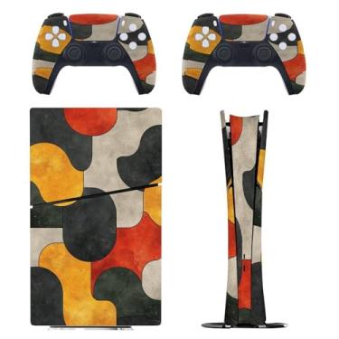 Imagem de Skin for PS5 Slim Digital Edition, capa adesiva para console e controle PlayStation 5, película protetora removível fácil de envolver acessórios de jogo decalque capa completa - padrão minimalista