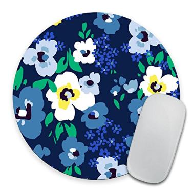 Imagem de Mousepad floral amarelo e marinho - tapete - redondo - lindo design - estampa rosa - rosa - presente para trabalhador do mouse pad