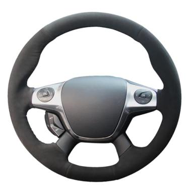 Imagem de MEWANT Capa de volante de carro personalizada à mão para Ford Focus 2012-2014 / Escape 2013-2016 / C-MAX 2013-2018 acessórios de volante para Ford Focus