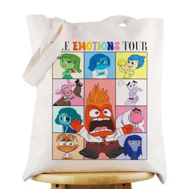 Imagem de KEYCHIN Joy & Sadness & Fear Character Tote Bag Anger & Disgust Fan Gift The Emotions Tour Bolsa de ombro Anxiety Merch, Emotions Tour TB, 9.05 inches x 6.69 inches x 1 inch