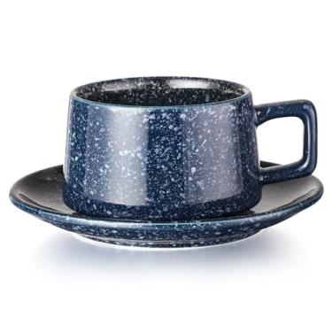 Imagem de Zioliopaner Conjunto de xícara de café com pires, 238 g, xícara de café expresso de cappuccino de cerâmica, xícaras de chá com alça para latte, americanos e macchiato, café (2)