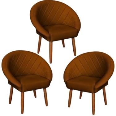 Imagem de Kit 3 Poltronas para Clínica Decorativa Resistente Confortável Tecido Corano MOBLAN decor (Terracota)