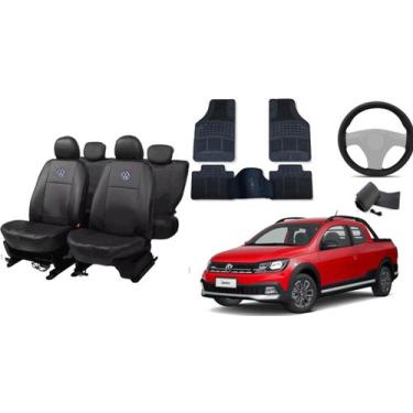 Imagem de Jogo de Capa Saveiro 99-23 + Tapete + Capa de Volante para Seu Carro -