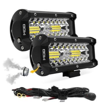 Imagem de Barra LED Mod LEDs 120W 6500K Lente 8D Farol Milha Auxiliar Foco Spot e Flood 7 Polegadas 16cm - Par com Chicote Completo para Carro Caminhão