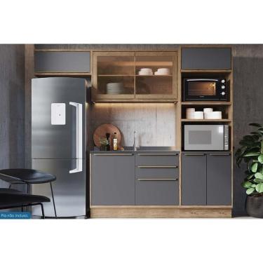 Imagem de Kit Cozinha Modulada 4 Peças Versalis 2 Aéreos + 1 Balcão + 1 Torre Quente C4p189 Freijó Grafite Herval