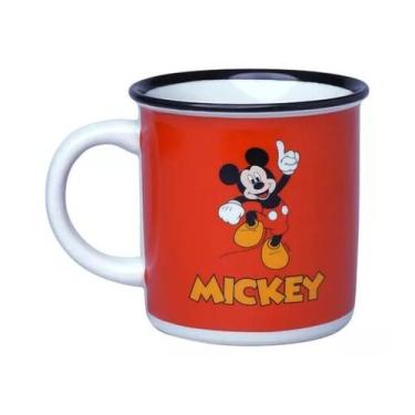 Imagem de Kit 2 caneca de porcelana retro mickey vermelha 300ml disney
