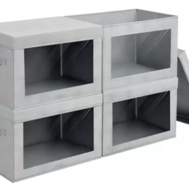 Imagem de Caixa Organizadora Rígida Dobrável com Visor Transparente e Tampa – Ideal para Armazenamento Prático e Organizado