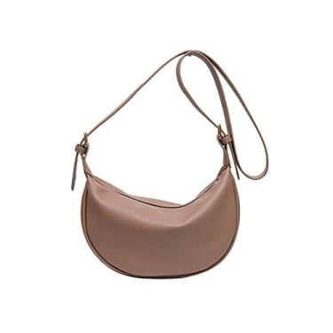 Imagem de Bolsa de peito para mulheres Bolsa tiracolo de grande capacidade para mulheres Bolsa de cintura meia-lua Bolsa de viagem feminina(Khaki1)