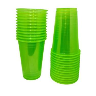 Imagem de Copo Biodegradável Crystal Drink 300ml Verde Neon - 25 unid - Trik Tri