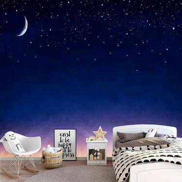 Imagem de Lcythiazole Papel de parede de lua com tamanho personalizável mural de estrela mural papel de parede de desenho animado papel de parede infantil para sala de estar quarto quarto infantil