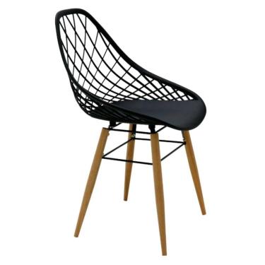 Imagem de Cadeira Tramontina Philo Preta Em Poliamida Com Pernas De Madeira 92088009