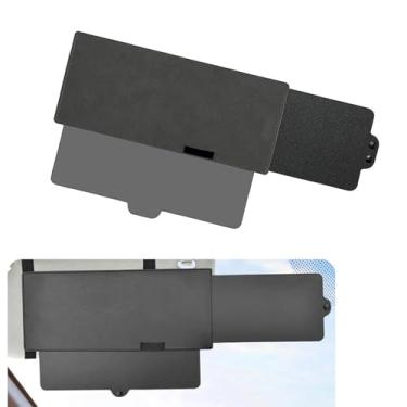 Imagem de Shakas 1 peça de para-sol retrátil para carro, placa de proteção ocular antirreflexo de luz solar, PU antiarranhões + placa de policarbonato extensor de para-sol de montagem de fita elástica,