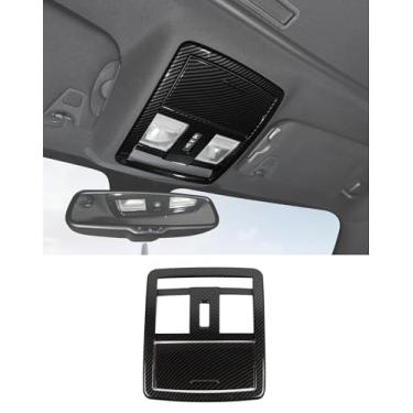 Imagem de DSWSQ Adequado para Dodge Challenger Acessórios 2010+ Kit de acabamento de cobertura de lâmpada de leitura de teto de fibra de carbono