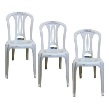 Imagem de 03 Und Cadeira Plastica Sem Braço Bistro Mor, Branca