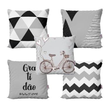 Imagem de Almofadas Decorativas Preto e Branco Geométricas Bike Love Para Sofá  