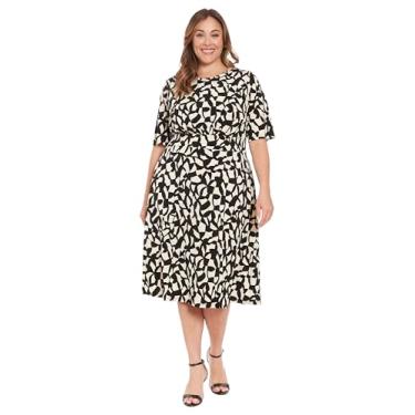 Imagem de London Times Midi casual perfeito para aniversários e eventos de verão - vestidos de trabalho para mulheres, Preto/creme, 50