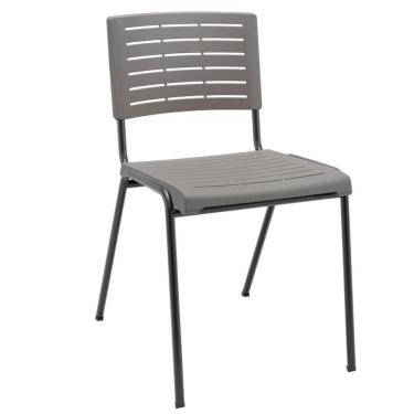 Imagem de Cadeira Empilhável Fixa Escritório Multiuso Base Preta Kimi P03 Basalto - Lyam Decor