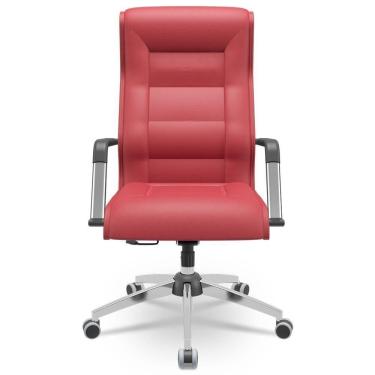 Imagem de Cadeira De Escritório Giratória Presidente Base Cromada Kirk P03 Vinil Vermelho - Lyam Decor