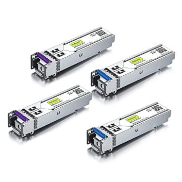 Imagem de Um par de transceptores 1,25 G SFP Bidi 1000Base-BIDI, 1490nm/1310nm SMF, até 20 km, para Cisco GLC-BX-D, Ubiquiti UniFi UF-SM-1G-S, Mikrotik, D-Link, Supermicro, Netgear e mais