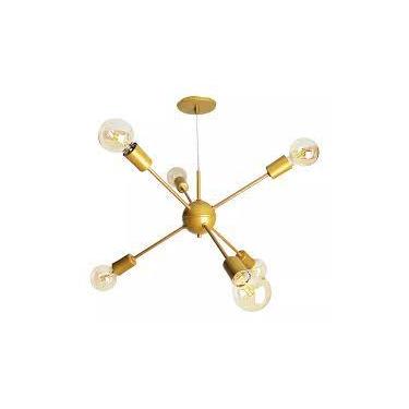 Imagem de Lustre Pendente Átomo  Ilumine com Estilo e Elegância Dourada - Animo 