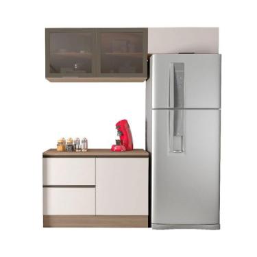 Imagem de Cozinha Modulada Etna 4 Peças Cooktop Poliman Móveis, Carvalho oak e O