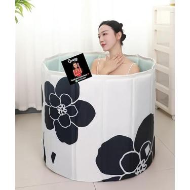 Imagem de Banheira Redonda Dobrável para Adultos e Crianças, Banheira Portátil, Banheiro SPA, GELO, Fácil Armazenamento (FLORES)