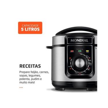 Imagem de Panela de Pressão Elétrica Mondial PE-48 5 Litros 700W, 110V, Preto e 