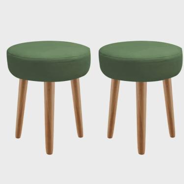 Imagem de Kit 02 Banqueta Alta Julia Industrial 55cm Pé Palito Rústico Suede Verde - Ahz Móveis