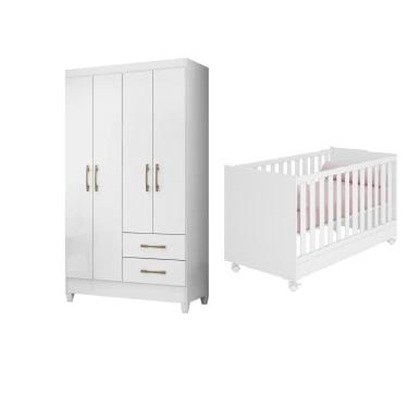 Imagem de Jogo De Quarto Bebê Com Berço Guarda Roupa Essencial Baby