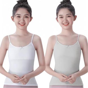 Imagem de Sutiãs de treinamento para meninas, forro de algodão puro, roupa íntima, camisetas para meninas adolescentes, regatas infantis, Cami-branco cinza, 10-12 Anos