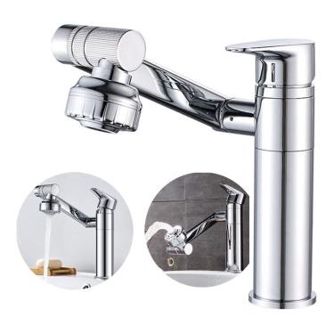 Imagem de Torneira Banheiro Rotativa 360 Monocomando Lavabo Luxo Prata Brinovar