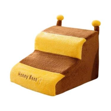 Imagem de IEUDNS Escadas de cachorro para cães pequenos escada de estimação de 2 etapas não deslizantes, etapa de cão de estimação, para sofá, cães mais velhos animais, Amarelo Marrom