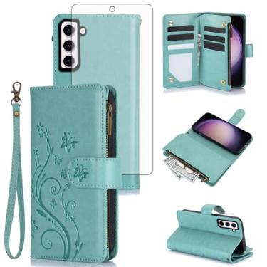 Imagem de Asuwish Capa de celular para Samsung Galaxy S23 Plus S23+ 5G carteira celular com protetor de tela alça de pulso flor flip zíper porta-cartões suporte suporte S23plus 23S + S 23 23+ SM-S916U feminino