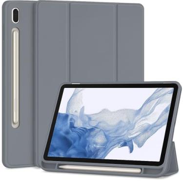 Imagem de Capa Case PREMIUM Anti Impacto com suporte para S Pen compatível com Samsung Galaxy Tab S9 e S9 FE (Cinza)