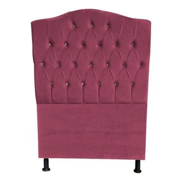 Imagem de Cabeceira De Cama Princesa Solteiro 90 Cm Botão Strass Suede Rosê Do Lar Móveis
