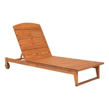 Imagem de Espreguicadeira Madeira Com Rodas 4 Posicoes - Ate 120kg