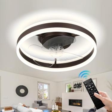 Imagem de YPQXYHDA Ventiladores De Teto Modernos Com Luzes, Ventilador De Teto Embutido De 16 Pol. Com 6 Velocidades De Vento, Ventilador De Teto Inteligente Sem Lâminas Com Controle Remoto Para Quarto E Sala