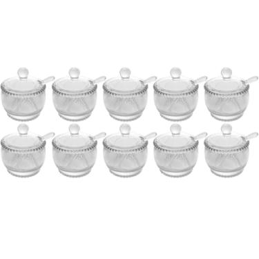 Imagem de 10 Açucareiros Vidro Cristal para Hotéis Colher 200ml Wolff Pearl Porta Açúcar de Mesa