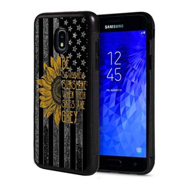 Imagem de Capa para Galaxy J7 2018/J7 V 2018/J7 Refine/J7 Star, BWOOLL Capa protetora de borracha antiarranhões fina para Samsung Galaxy J7 (2018) - Citações de girassol bandeira americana
