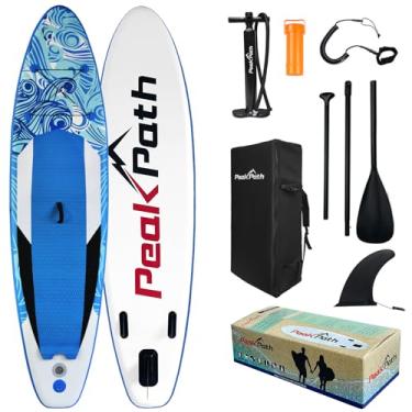 Imagem de Peakpath Prancha De Stand Up Paddle Inflável (6 '' De Espessura) Com Acessórios De Sup Premium E Bolsa, Barbatana Inferior Para Remar, Controle De Surf, Deck Antiderrapante, Trela, Remo E Bomba Manual