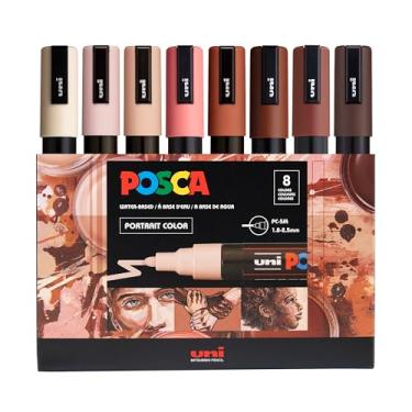 Imagem de posca Conjunto de 8 canetas de tinta acrílica com pontas reversíveis para colorir e desenhar, fórmula não tóxica