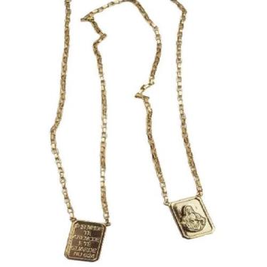 Imagem de Escapulário 3Mm Modelo Tijolinho Banhado A Ouro 18K - Mk Jóias