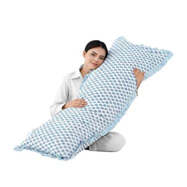 Imagem de Capa CPC Apatita Azul 100% Algodão Estampa de Babados 50 x 137 cm, Fronha Floral Boho Artesanal, Roupa de Cama Cottagecore de Fazenda, Capa de Almofada Decorativa Macia para Decoração de Quarto