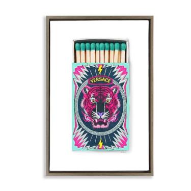 Imagem de Stupell Industries Tiger Glam Brand Matches Brown Framed Floater Canvas Wall Art Design por Amanda Greenwood, 21 x 31