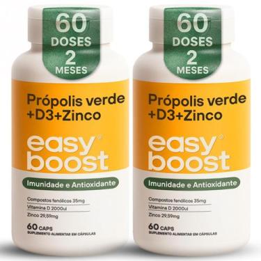 Imagem de Extrato De Própolis Verde D3 Zinco Easy Boost 120caps Kit 2x