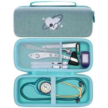 Imagem de XANAD Estojo Para Estetoscópio 3M Littmann Cardiology Iii, Ii, Iv, Master Cardiology/Mdf Mdone Em Aço Inoxidável, Bolso Extra Acessórios De Médicos E Enfermeiros - Verde