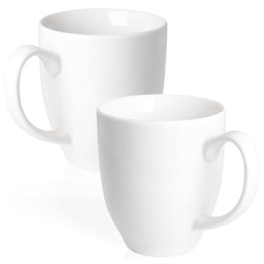 Imagem de Conjunto de 2 xícaras de café duráveis de 473 ml, canecas de café brancas grandes com alça ergonômica, canecas de cerâmica seguras para lava-louças e micro-ondas, canecas de chá ideais para casa