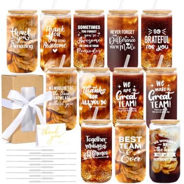 Imagem de GiftPioneer Conjunto Com 12 Presentes De Agradecimento A Funcionários, Aos Colegas Trabalho, Professores E Enfermeiros, Lata 16 Oz, Copos Cerveja Em Formato Lata, Caixa Presente Cartão Para Mulheres