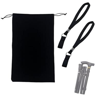 Imagem de CHOYTONG Kit De Bolsa Armazenamento Portátil Dobrável Para Bengala E Pulseiras Caminhada - Protetora Flanela Idosos Com Deficiência (15" Comprimento, Não Inclui Bengala)