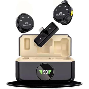 Imagem de Microfone de Lapela Sem Fio Profissional Tipo-C Moderno 2 Mini Microfones Redução Cancelamento de Ruído Compatível com Android Ideal para Gravação, Podcast, Entrevistas, YouTube, TikTok Portátil